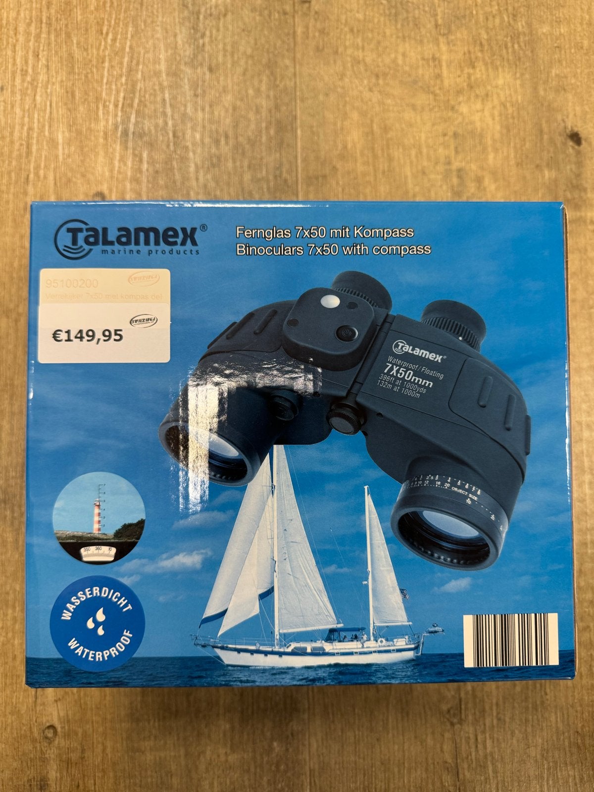 Talamex Verrekijker 7x50 met Kompas - Nieuw in doos, Audio, Tv en Foto, Optische apparatuur | Verrekijkers, Ophalen, Minder dan 8x