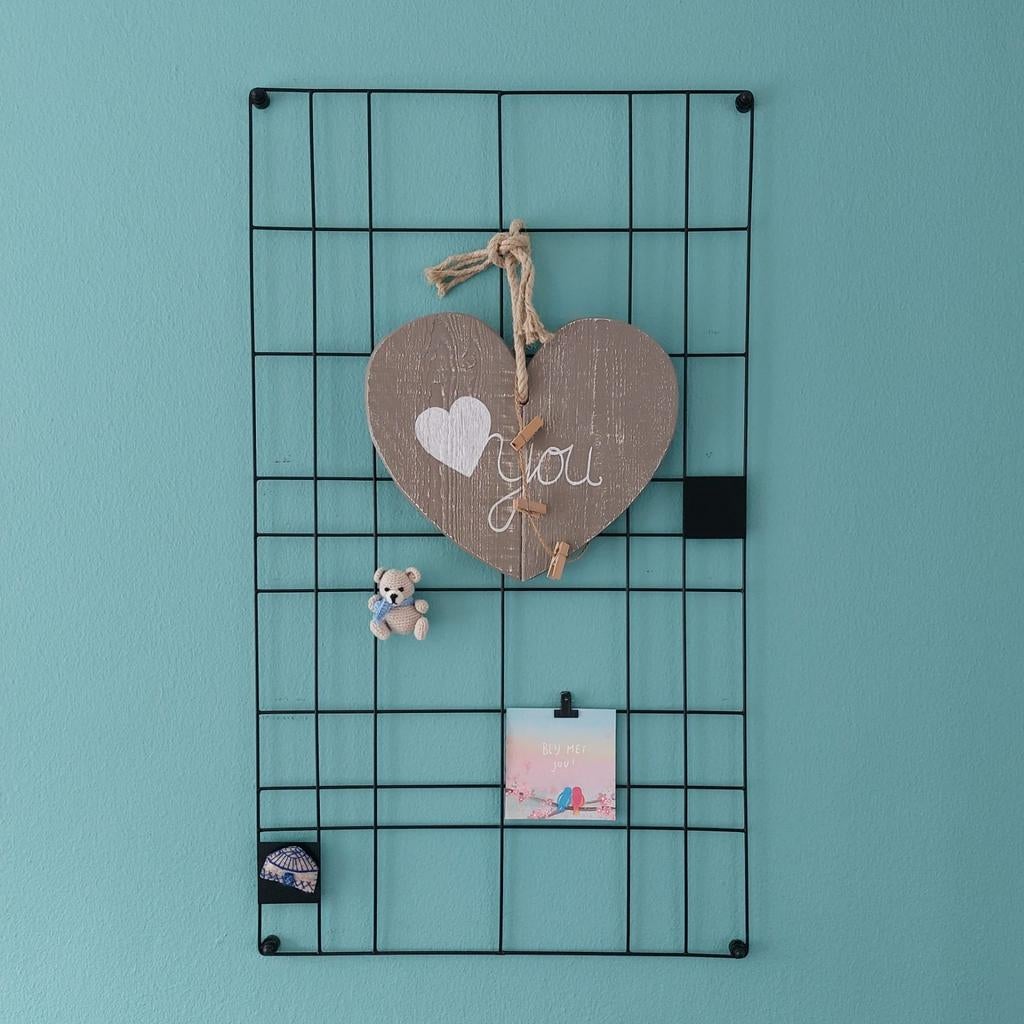 Zwart metalen rasterbord / memobord, Huis en Inrichting, Woonaccessoires | Memoborden, Ophalen of Verzenden, Zo goed als nieuw