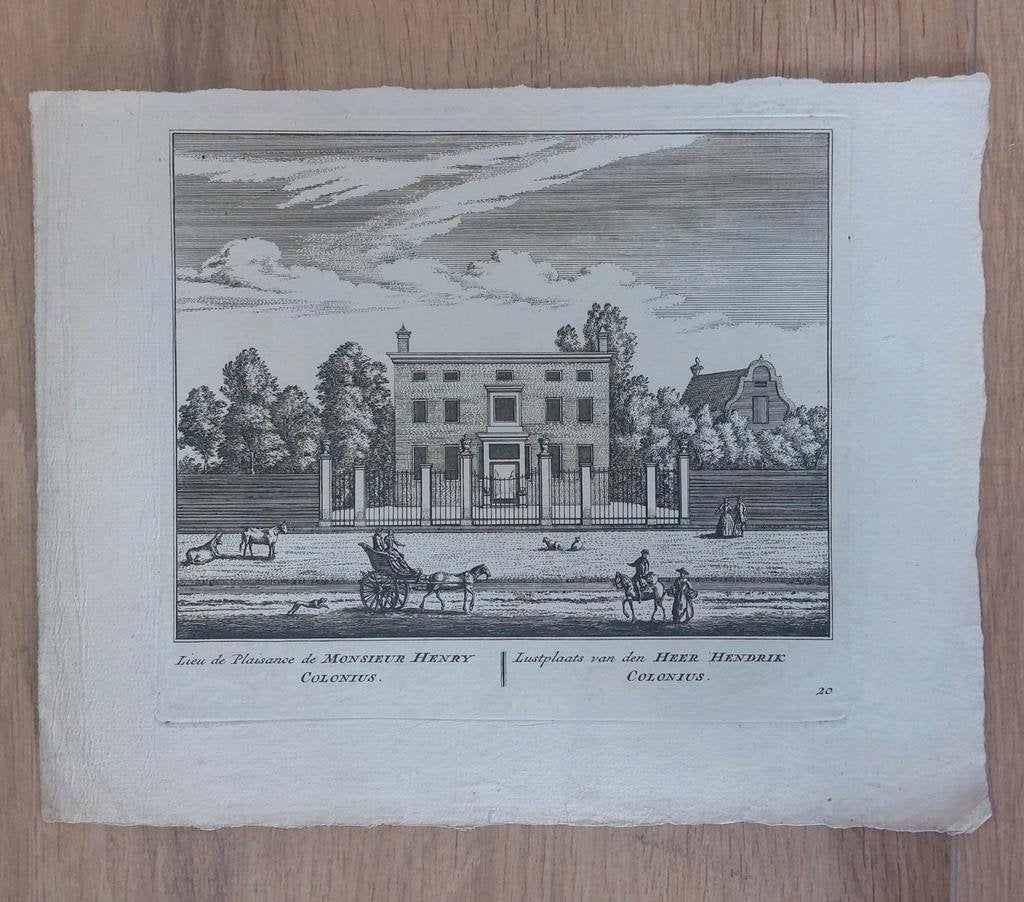 20 / Huize Schoonoord Warmond -  Kopergravure uit 1728, Ophalen of Verzenden