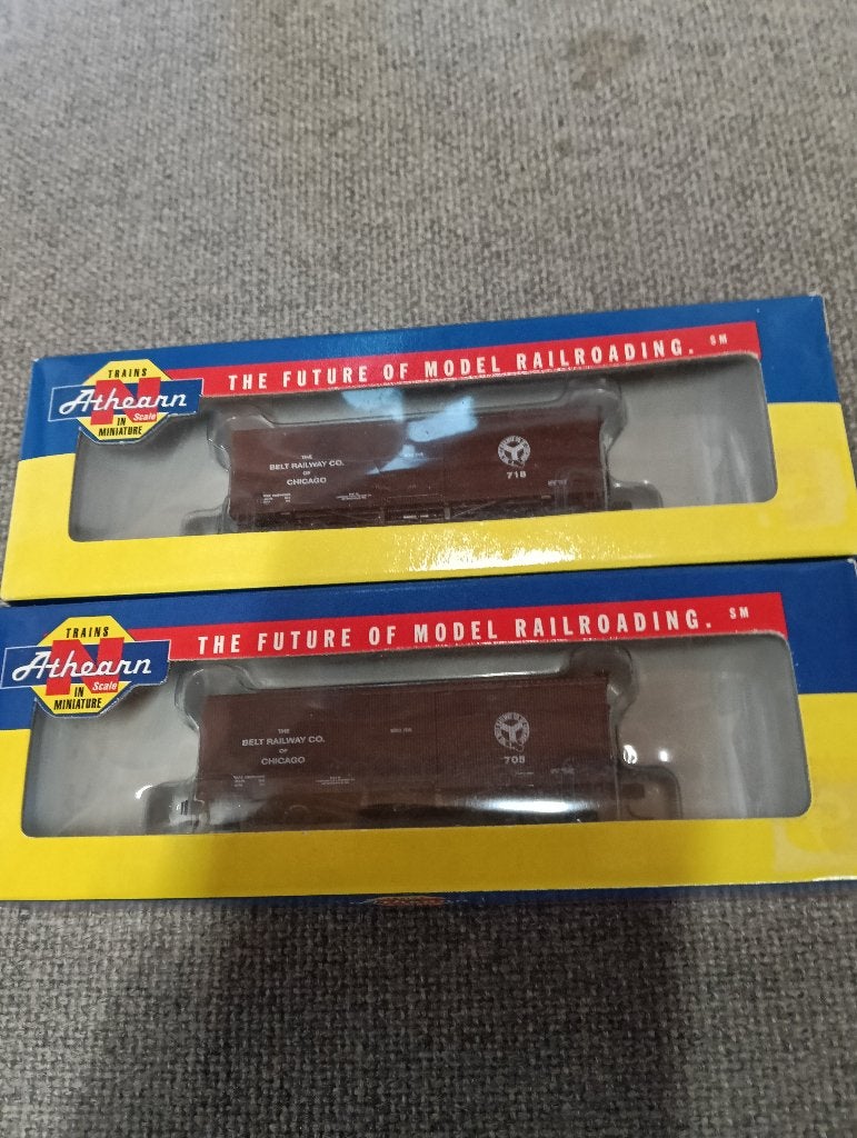 Athearn N schaal 2 wagons Belt Railway of Chicago 10985 en 6, Overige merken, Gelijkstroom, Ophalen of Verzenden, Nieuw