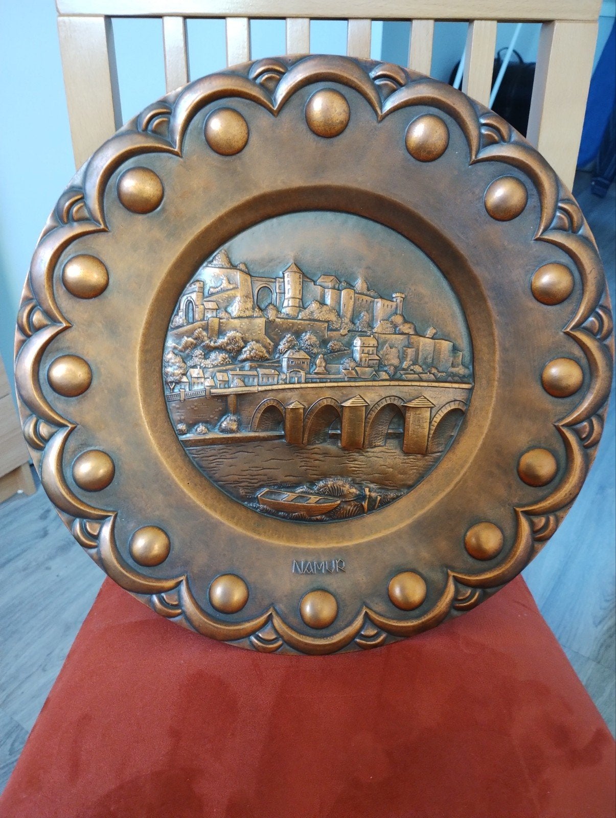Prachtig Oud koperen Duits wandbord, Ophalen of Verzenden