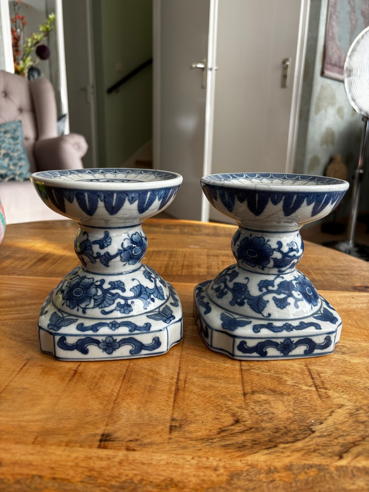 Set van 2 Delfts Blauwe kandelaars/schaaltjes, Ophalen, Keramiek of Aardewerk