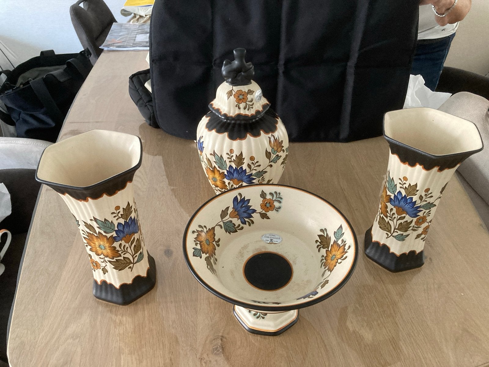 Flora Gouda Plateel Holland Handwerk Set, Antiek en Kunst, Ophalen of Verzenden