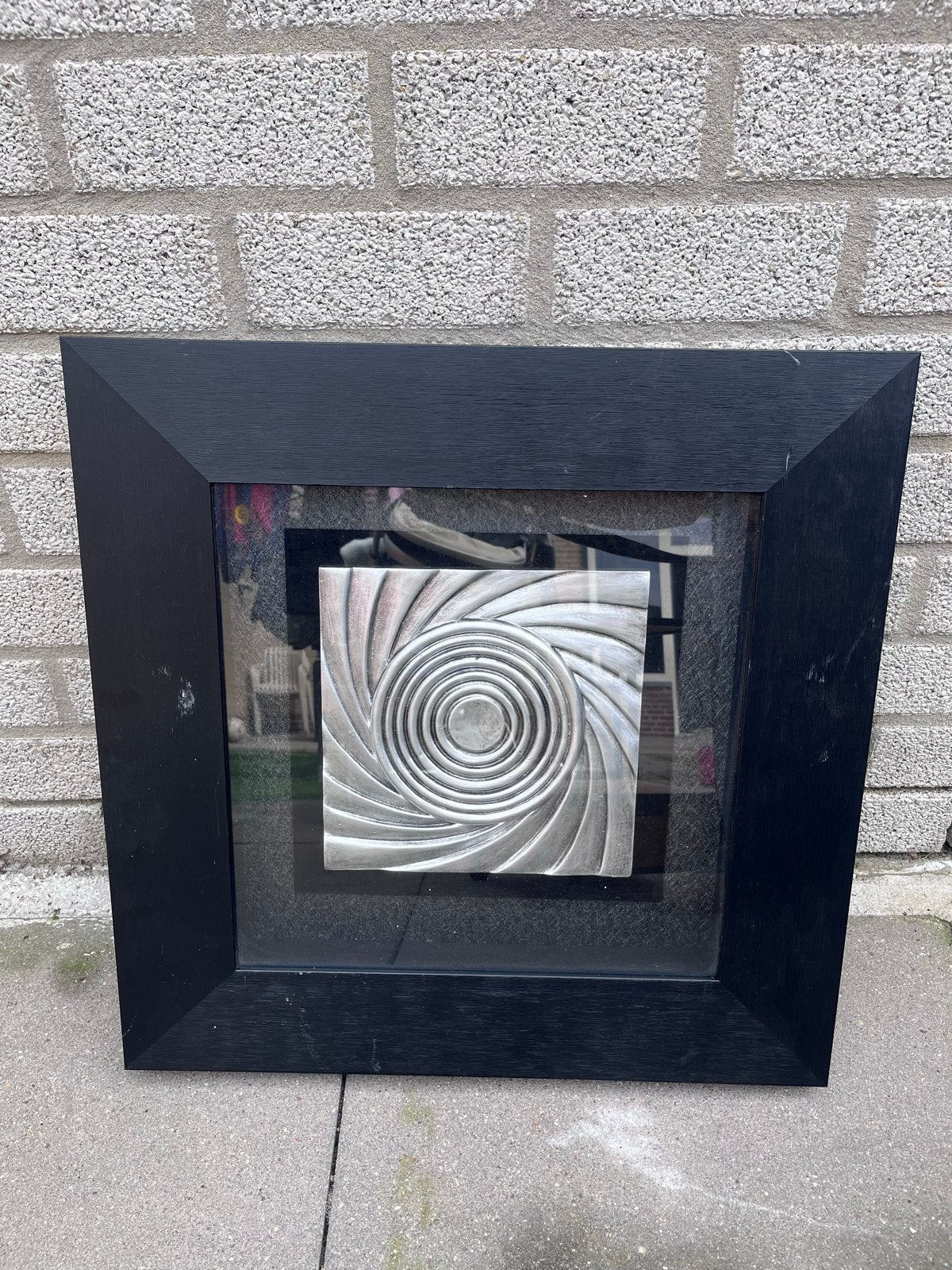 Modern Schilderij 60x60 met 3D Spiraal Design, Ophalen, Schilderij/print, Zilver, Metaal