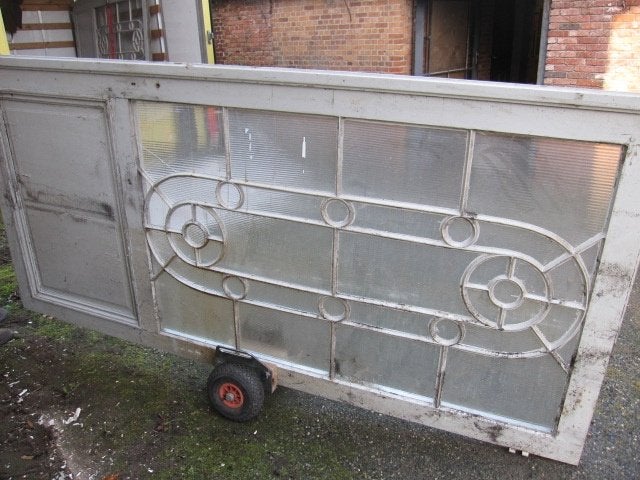 350hx260br Dubbele deuren bovenlicht ijzeren roedeverdeling, Antiek en Kunst, Ophalen