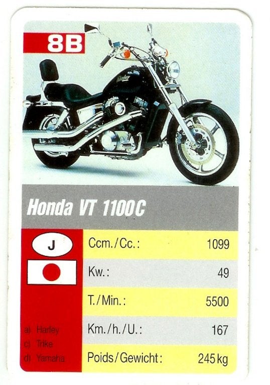 Kw1312 motorkaartje honda vt 1100c (8b), Ophalen of Verzenden, Zo goed als nieuw, Motoren