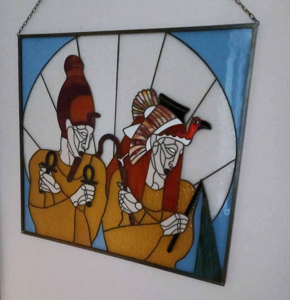 Mooi groot Glas in Lood raam, Doe-het-zelf en Verbouw, Glas en Ramen, Ophalen, Gevelraam of Ruit, Gebruikt, Minder dan 80 cm
