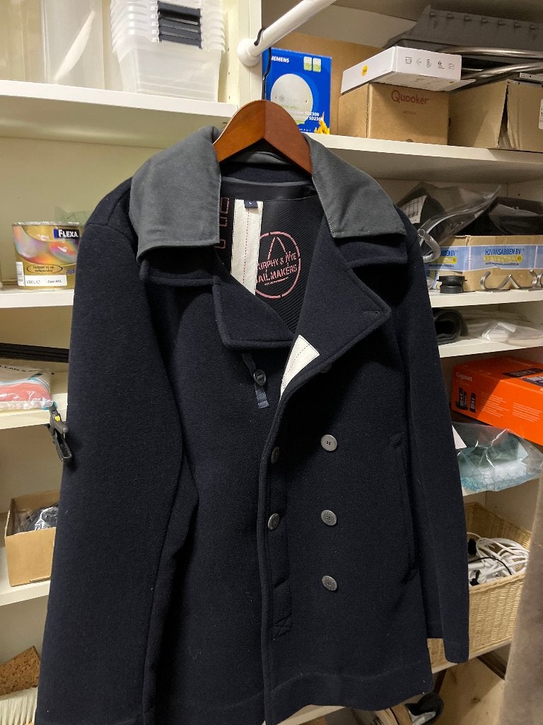 Wollen jas, Ophalen, Zo goed als nieuw, Maat 52/54 (L), Blauw