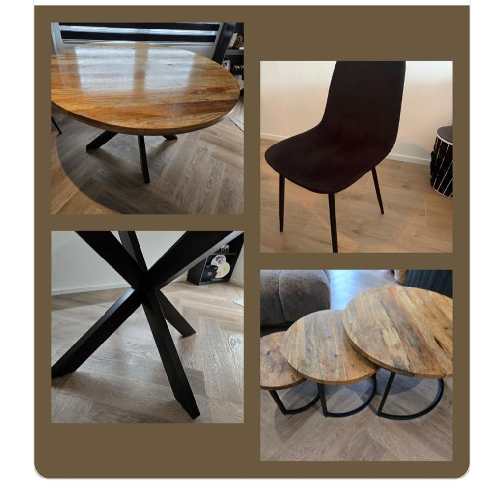 Prachtige Tafel, Salontafels & 4 stoelen, Ophalen, Zo goed als nieuw, 4 tot 6 stoelen