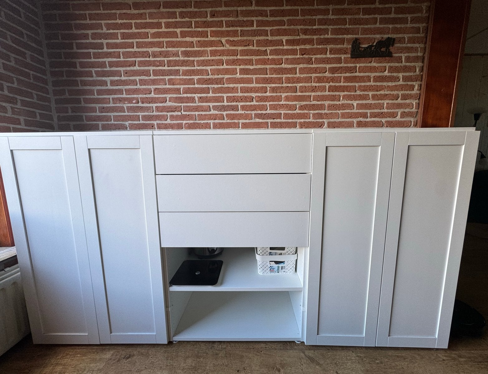 IKEA PLATSA Kledingkast met 4 deuren en 3 lades, Ophalen, Overige materialen, Gebruikt, 100 tot 150 cm