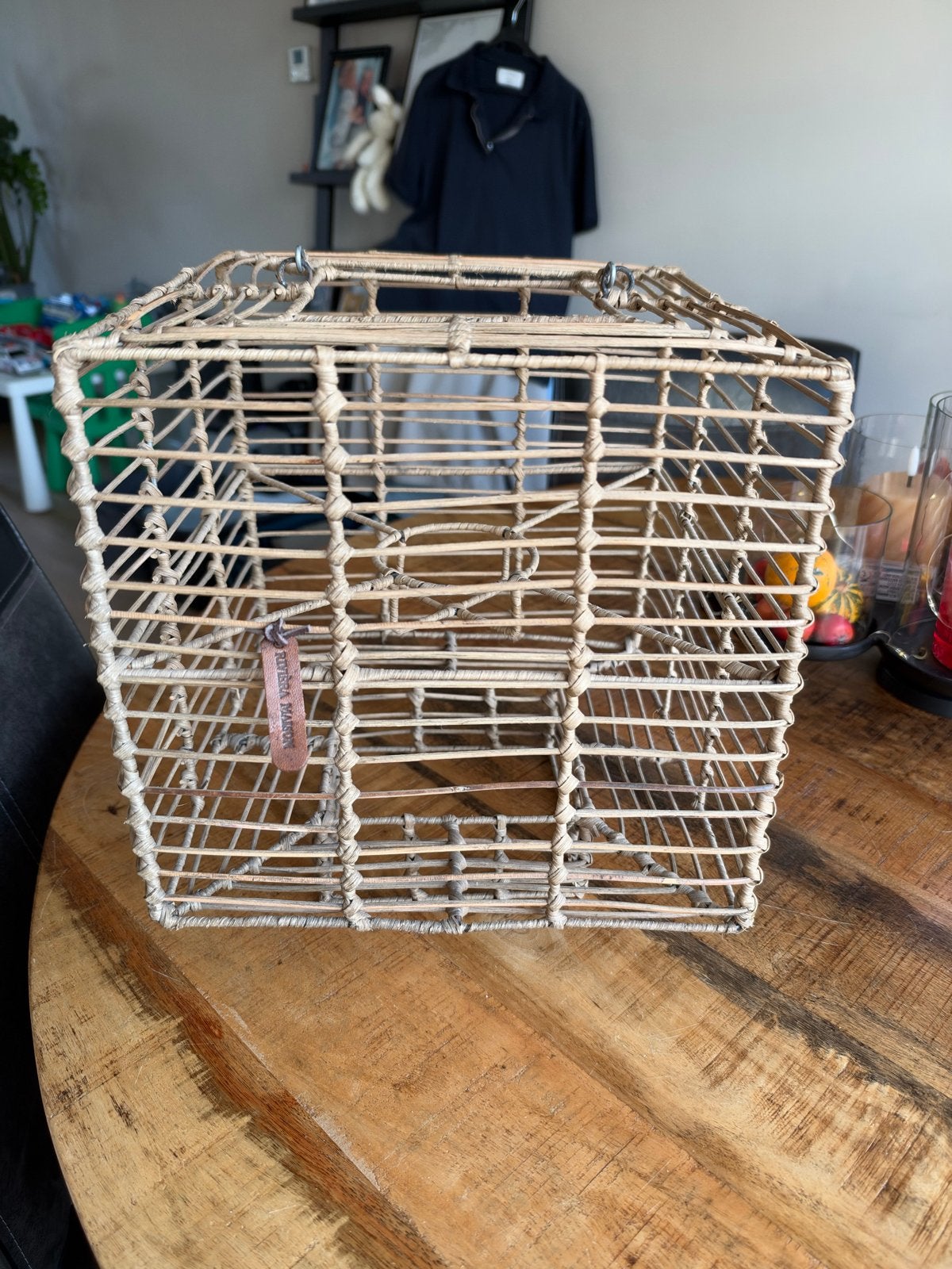 Rivièra Maison Rattan Windlicht (excl. glas), Gebruikt, Beige, Ophalen of Verzenden, Landelijk