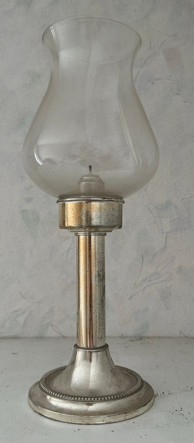 Vintage olielamp met glazen kap, Made in W. Germany, Ophalen, Glas
