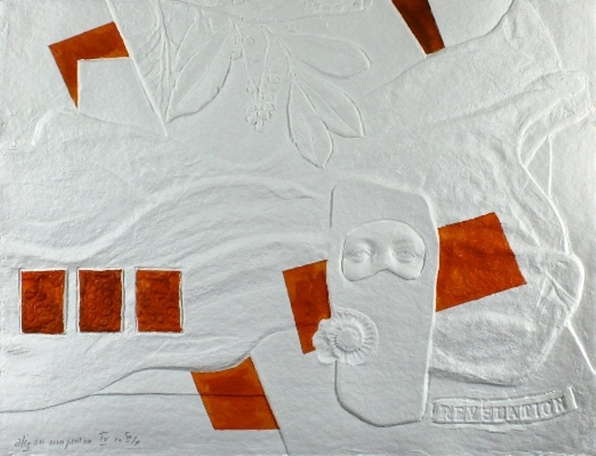 Aleg On '62 Press papier met Aquarel "Abstract Comp "Ges Gen, Antiek en Kunst, Gelimiteerde oplage, Ophalen of Verzenden, Abstract