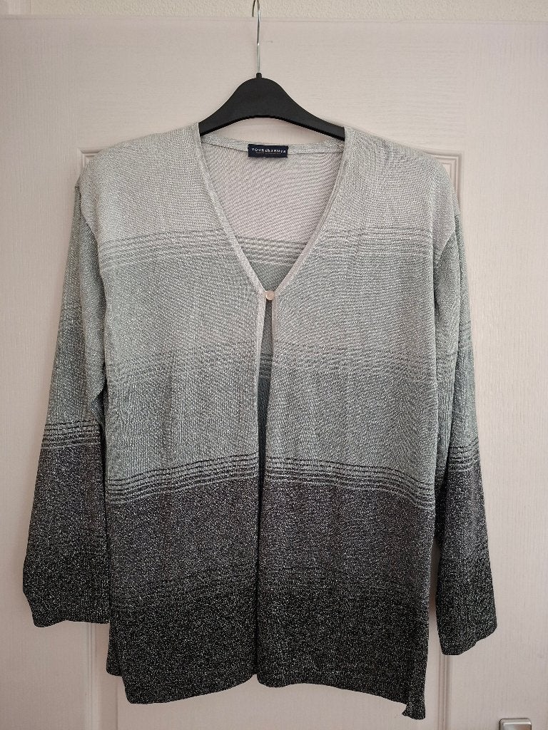 Dames vest Z.G.A.N licht donkergrijs glitter vest maat 44 46, Ophalen of Verzenden, Zo goed als nieuw, Maat 42/44 (L), Grijs
