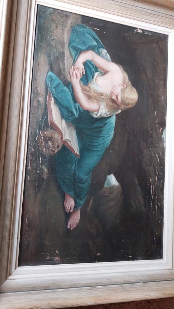 Schilderij lezende vrouw, Ophalen of Verzenden