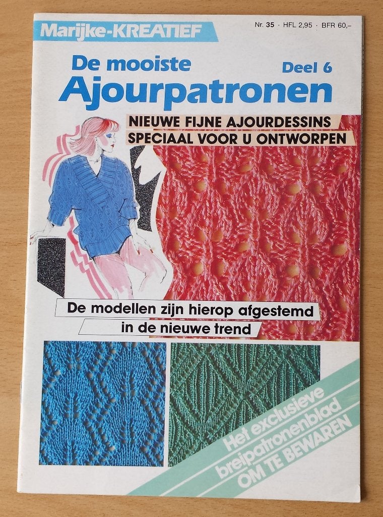 Breien- Marijke -De Mooiste Ajourpatronen - nr.35 - 1988, Hobby en Vrije tijd, Gebruikt, Marijke, Ophalen of Verzenden, Breien
