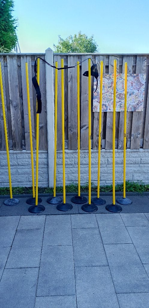 10 stuks slalompalen / trainingspalen met rubberen voet., Ophalen, Zo goed als nieuw