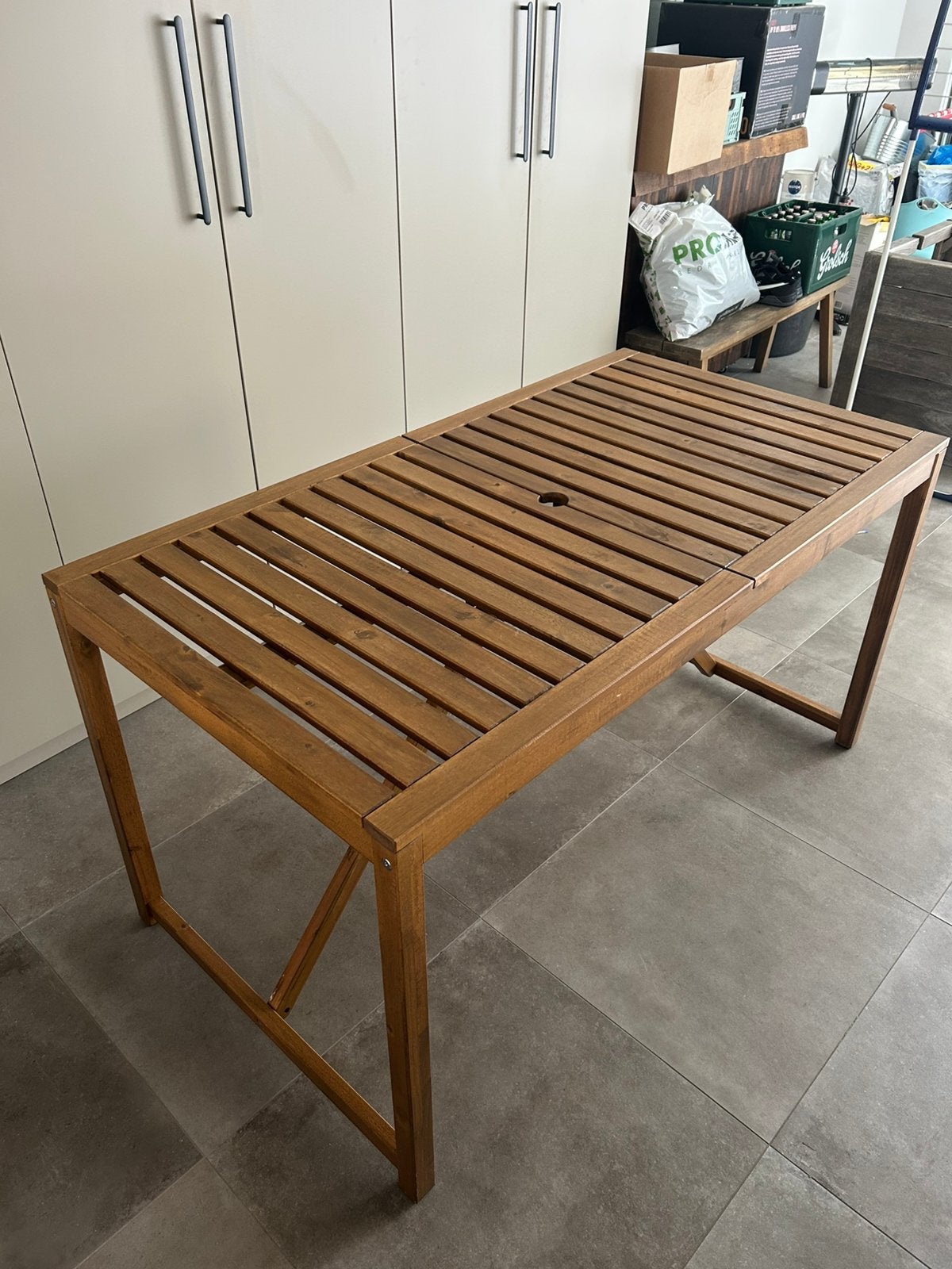Tafel Acacia hout, Ophalen, Zo goed als nieuw, Rechthoekig, Hout