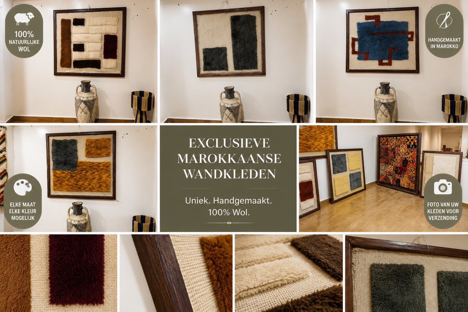 Handgemaakt Marokkaans Wandkleed | 100% Wol | Uniek, Maroccarpets home, Boho, Wandkleed, Nieuw