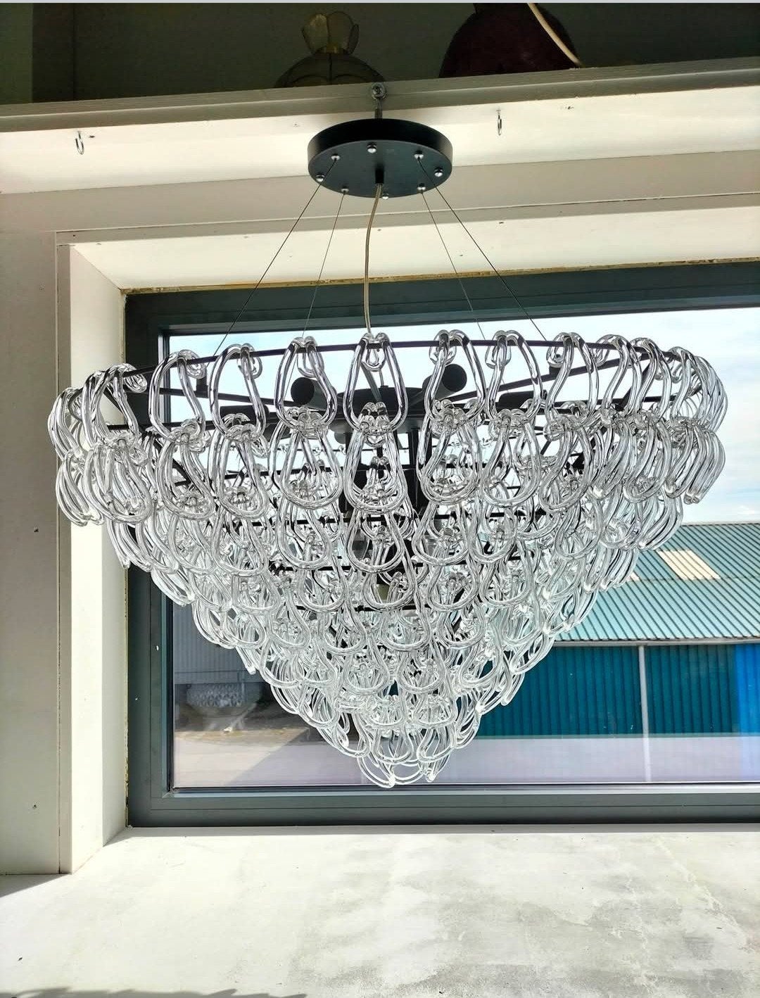 Prachtige kroonluchter van Murano glas, Ophalen, Modern, Klassiek, Design, Zo goed als nieuw, Glas