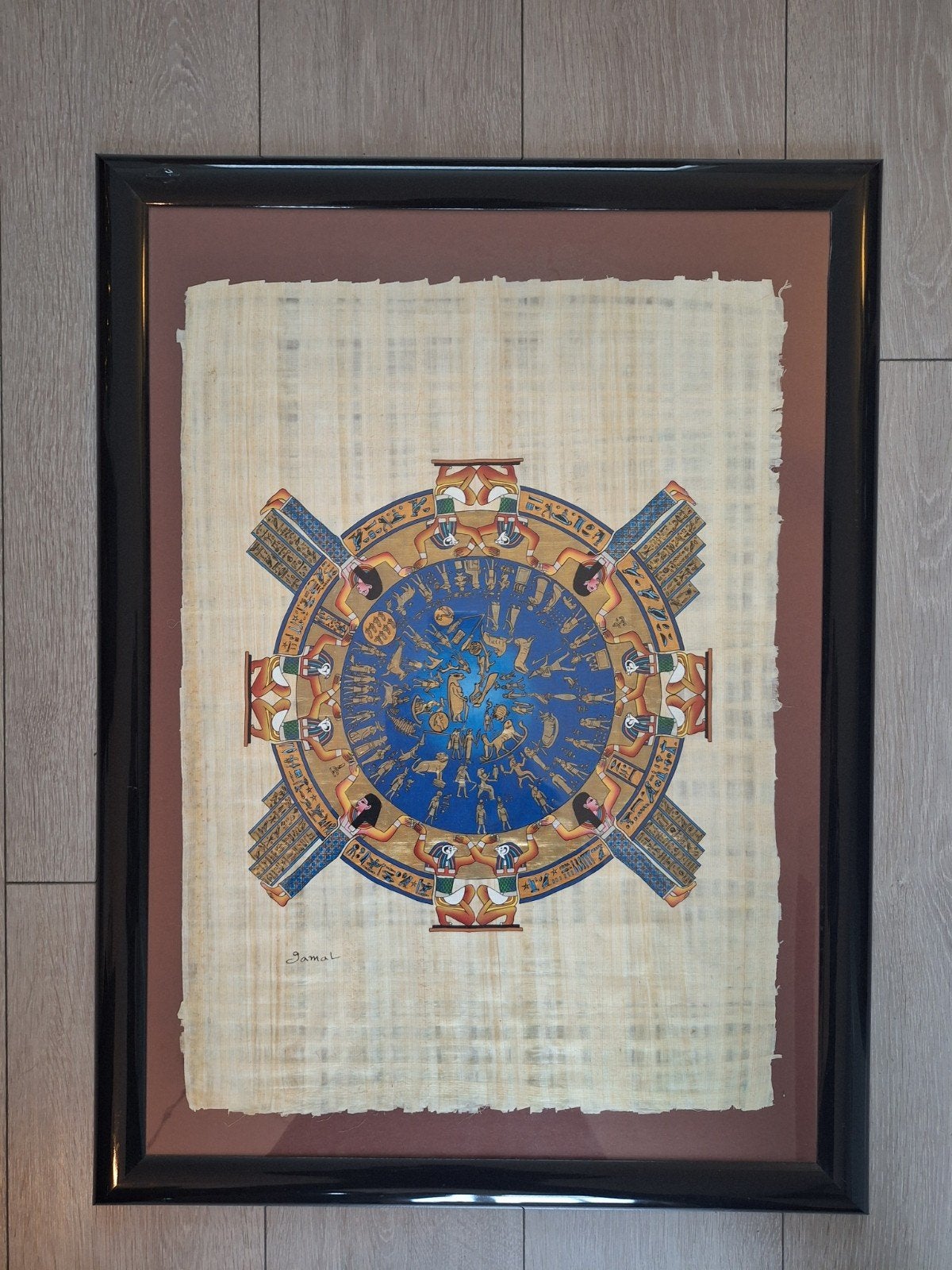 Prachtige Egyptische papyrus van zodiac wheel
Ingelijst:, Ophalen of Verzenden
