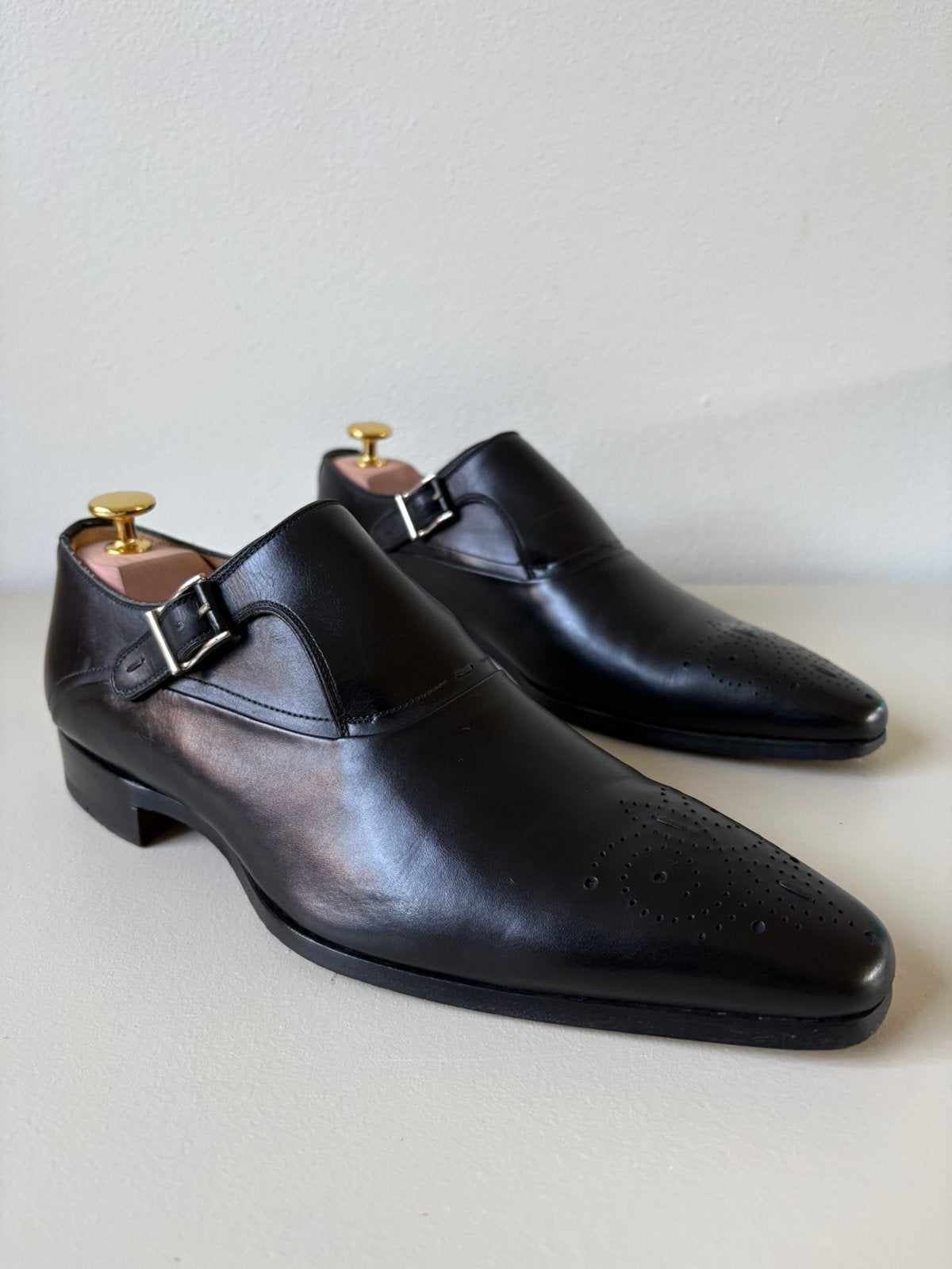 Magnnani Double Monk Strap Brogue - Zwart - Maat 39 (UK6), Zwart, Ophalen of Verzenden, Gespschoenen, Zo goed als nieuw