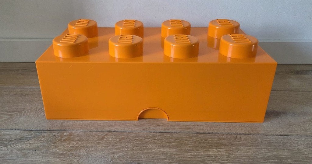 LEGO Opbergdoos Oranje - Grote Steen met 8 Noppen, Gebruikt, Overige thema's, Lego, Overige typen