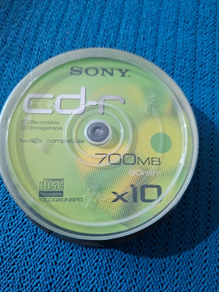 Sony CD-R 700MB 80min 1x-48x compatibel (10 stuks), Computers en Software, Beschrijfbare discs, Nieuw, Cd, Op spindel, Ophalen of Verzenden