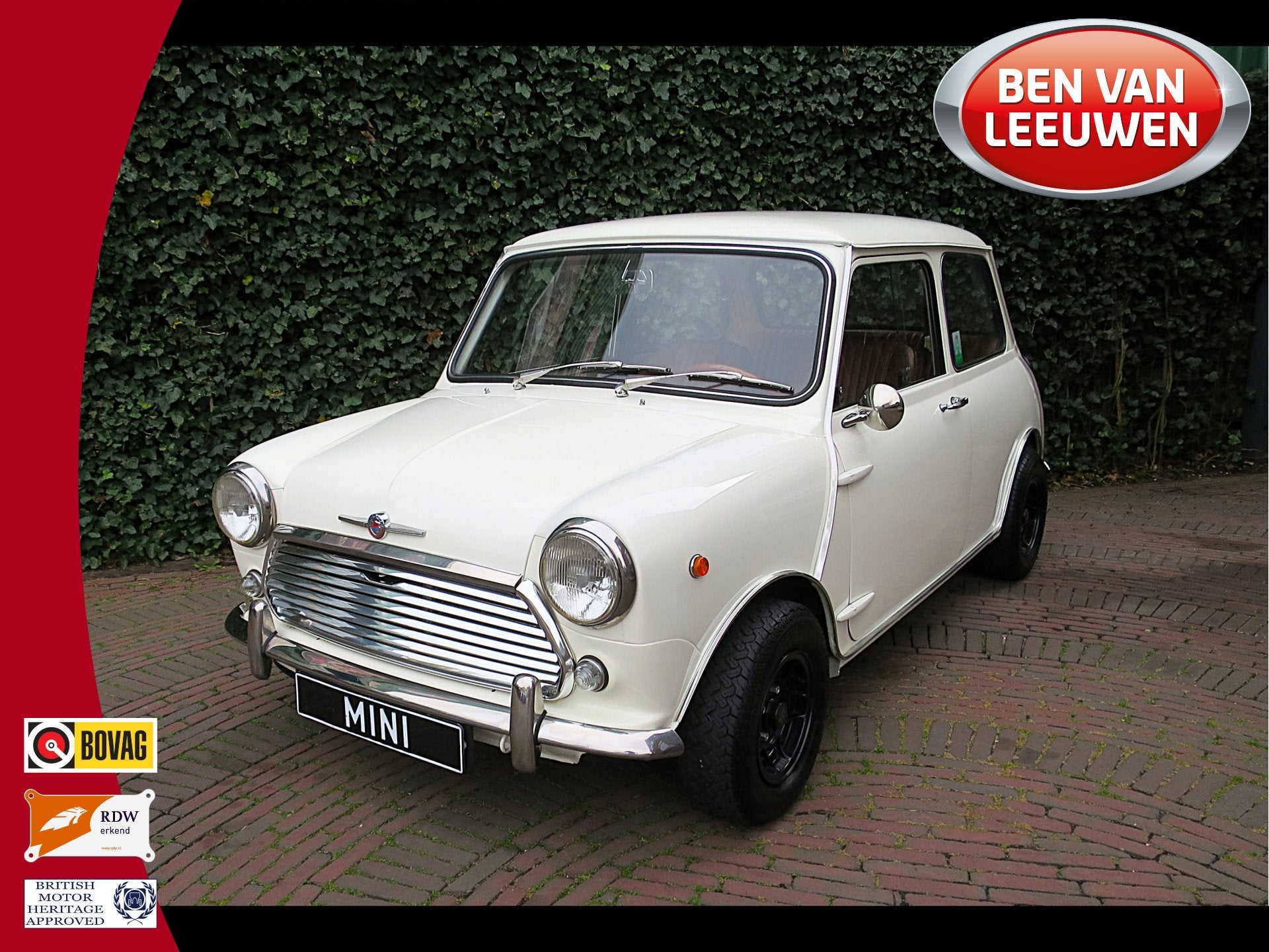MINI Mini Authi Morris 1275C met Hydrolastic, Leder, schijfr, Auto's, Oldtimers, 12 maanden, Wit, Leder, Handgeschakeld