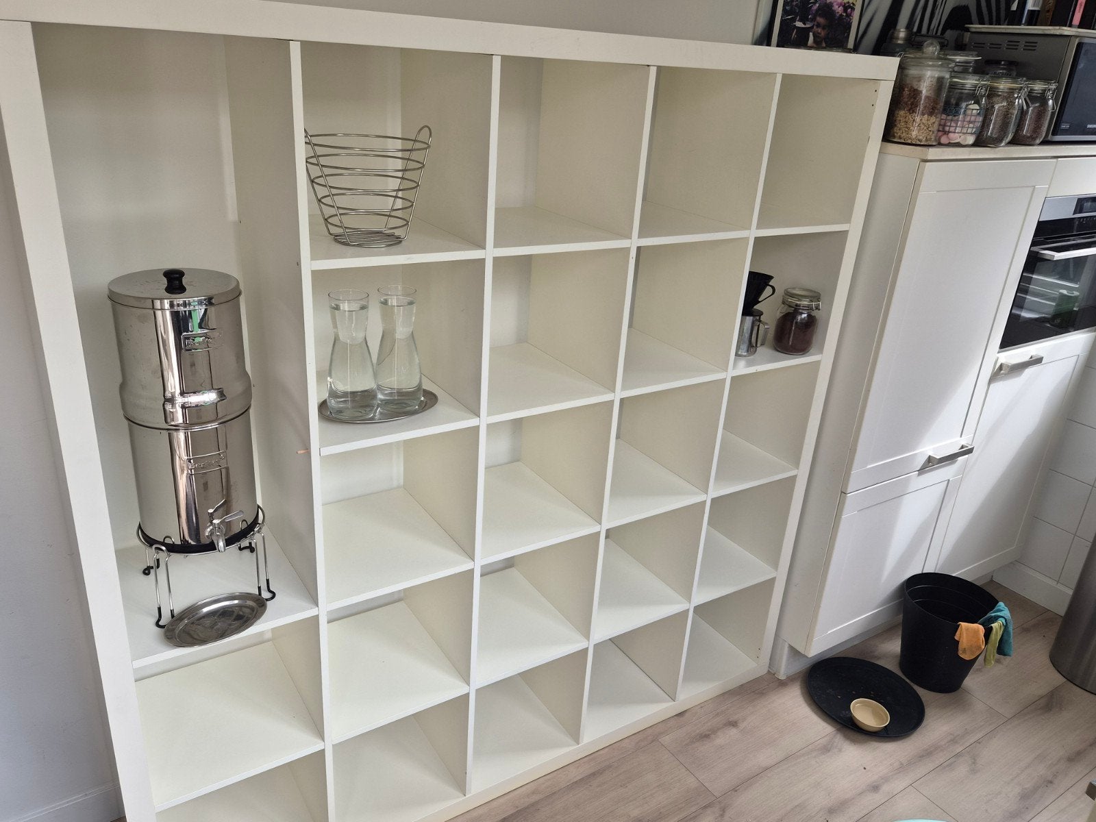 2x IKEA Kallax/Expedit kast 5x5 vakken - 185x185x39 cm, Huis en Inrichting, Kasten | Boekenkasten, Ophalen, Met plank(en), Gebruikt