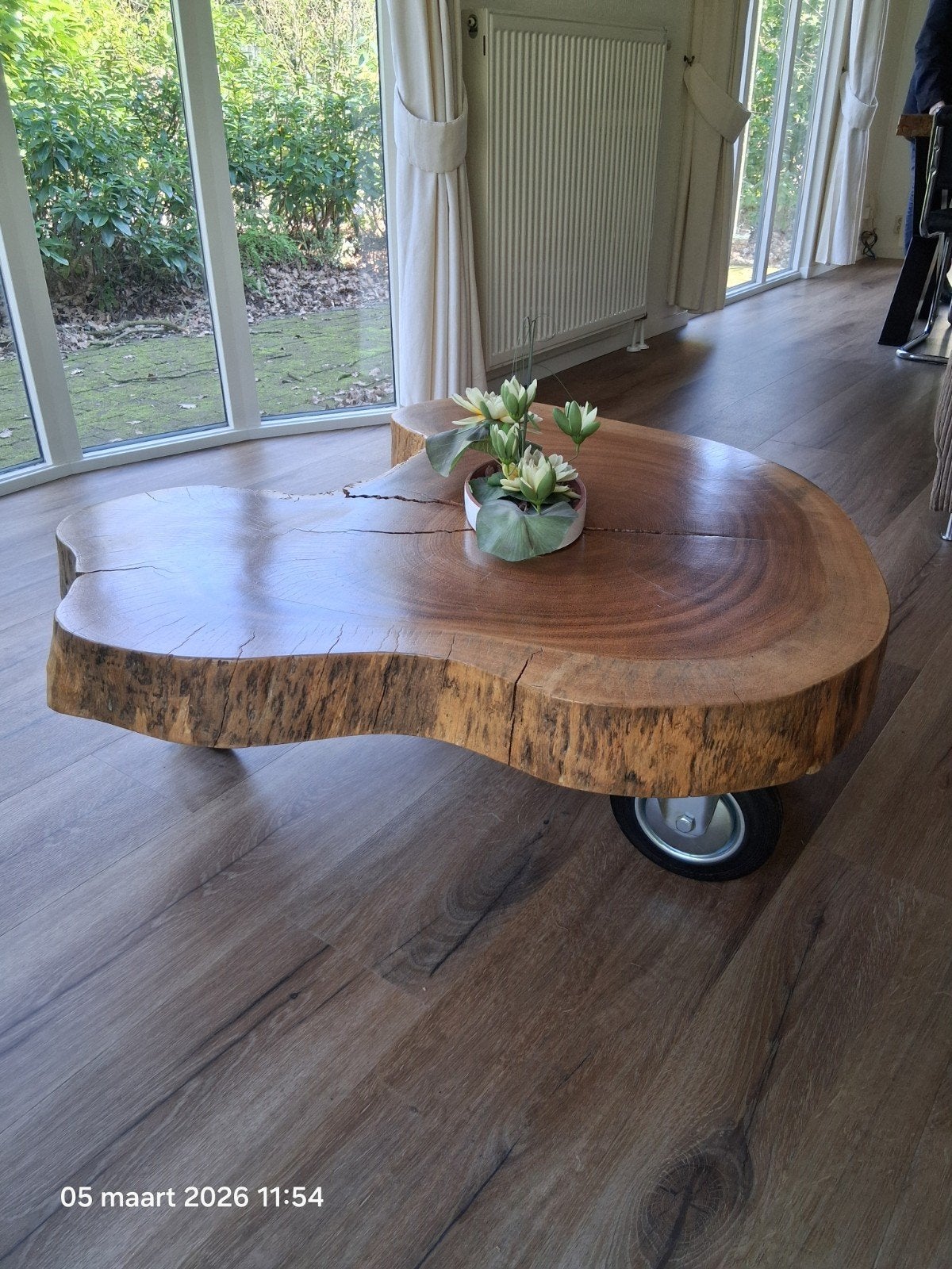 Boomstam salontafel, Ophalen, Rechthoekig, 100 tot 150 cm, 50 tot 100 cm