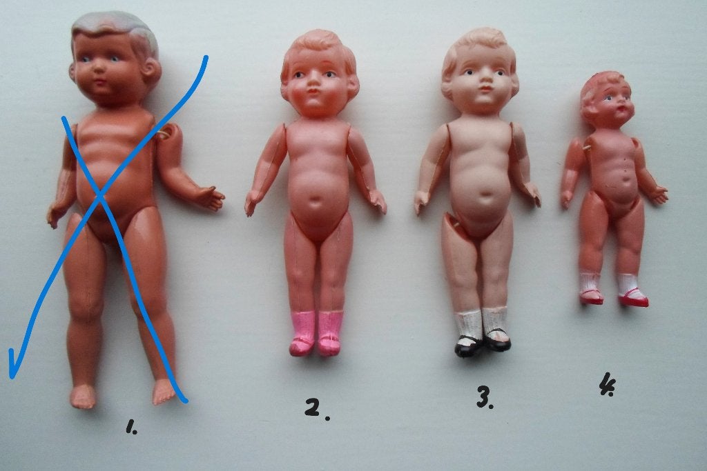 3 Celluloid popjes. Jaren '40., Verzamelen, Ophalen of Verzenden, Gebruikt, Pop