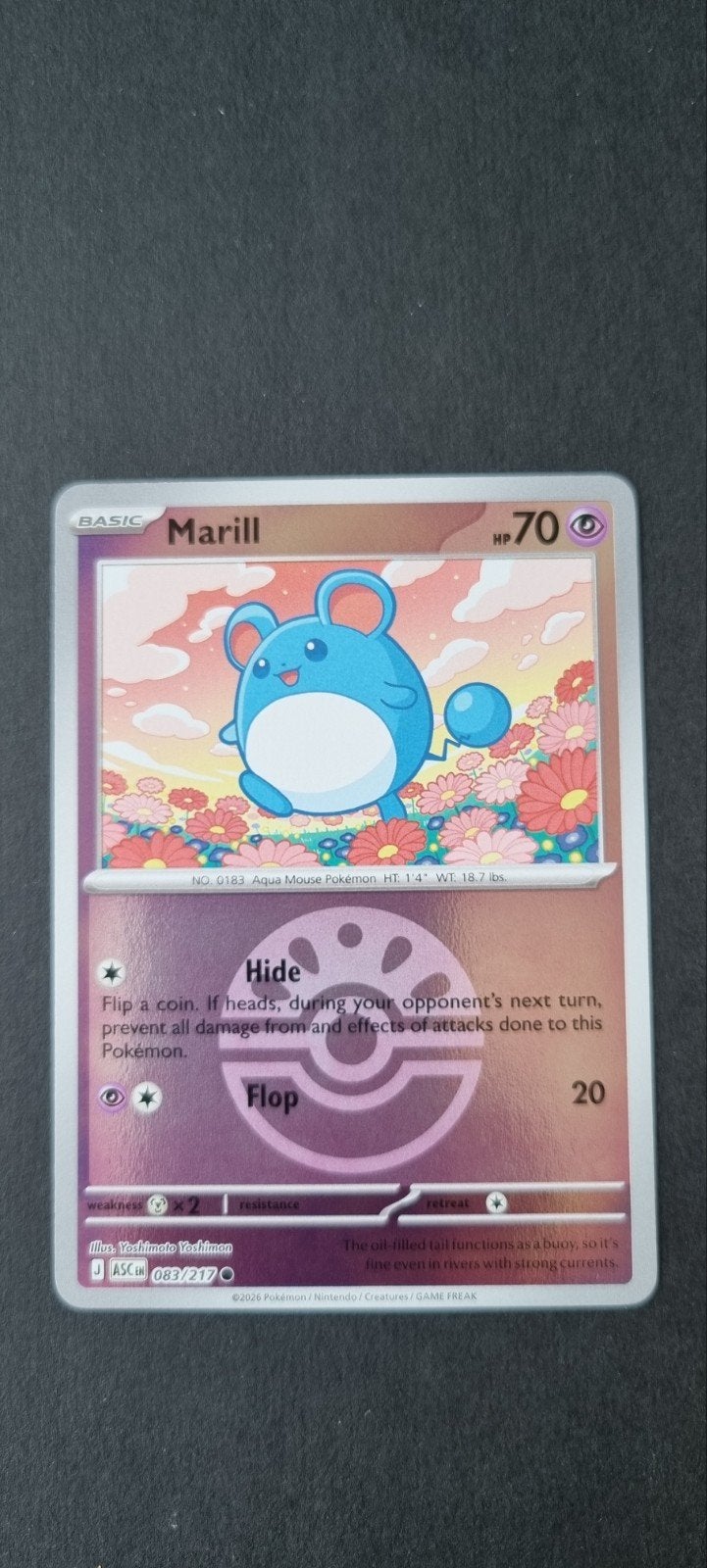 Marill pokeball 083/217 Ascended Heroes (XASC 083), Ophalen of Verzenden, Zo goed als nieuw, Losse kaart