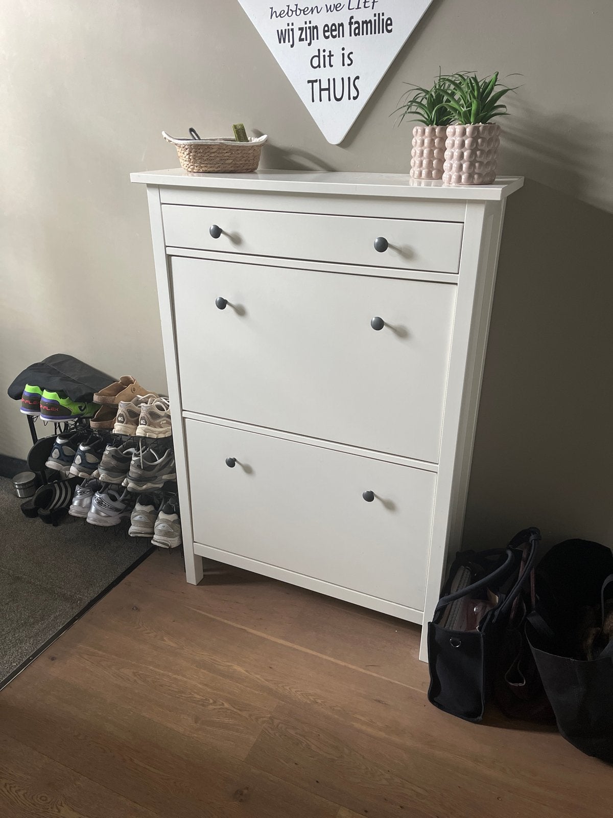 Witte schoenenkast met 3 vakken, Ophalen, Gebruikt, Modern
