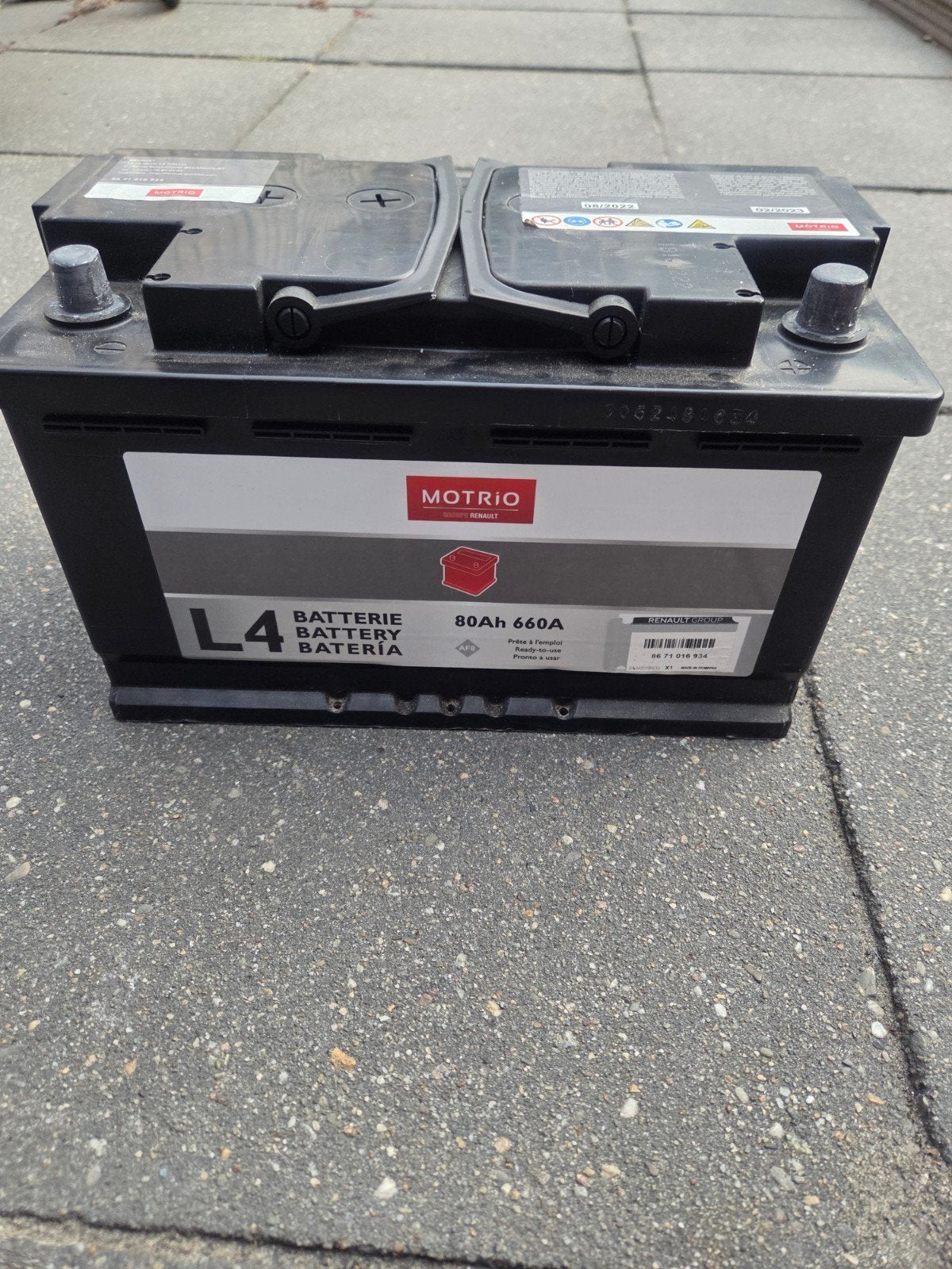 Motrio Accu 80Ah 660A, Ophalen, Gebruikt