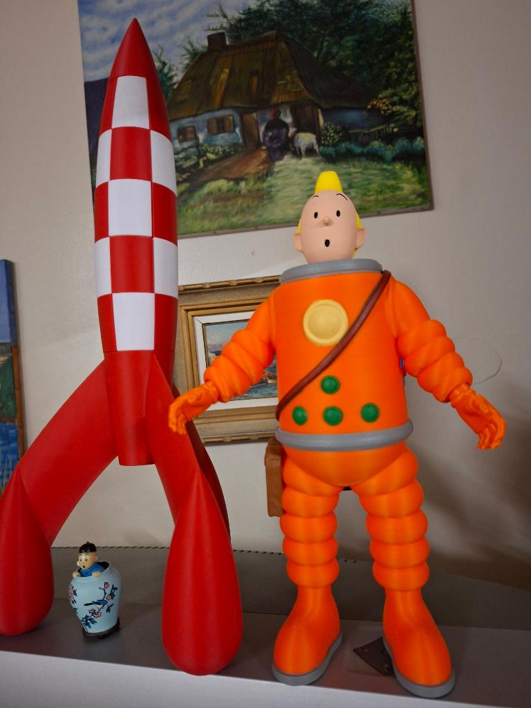 Kuifje Kosmonaut 30cm handgeschilderd, Verzamelen, Beelden en Beeldjes, Ophalen of Verzenden, Nieuw, Overige typen