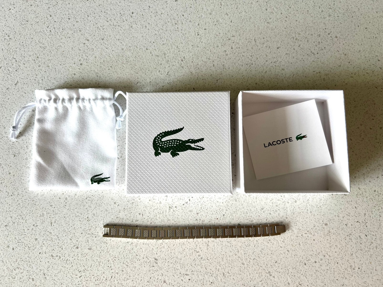 Zgan Lacoste edelstalen armband inclusief originele doosje, Ophalen of Verzenden, Zo goed als nieuw, Zilver, Staal