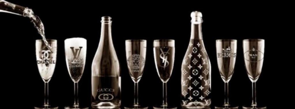 Luxe Champagne Glazen Set - Plexiglas Sepia, Ophalen of Verzenden, Zo goed als nieuw, Schilderij, Minder dan 50 cm