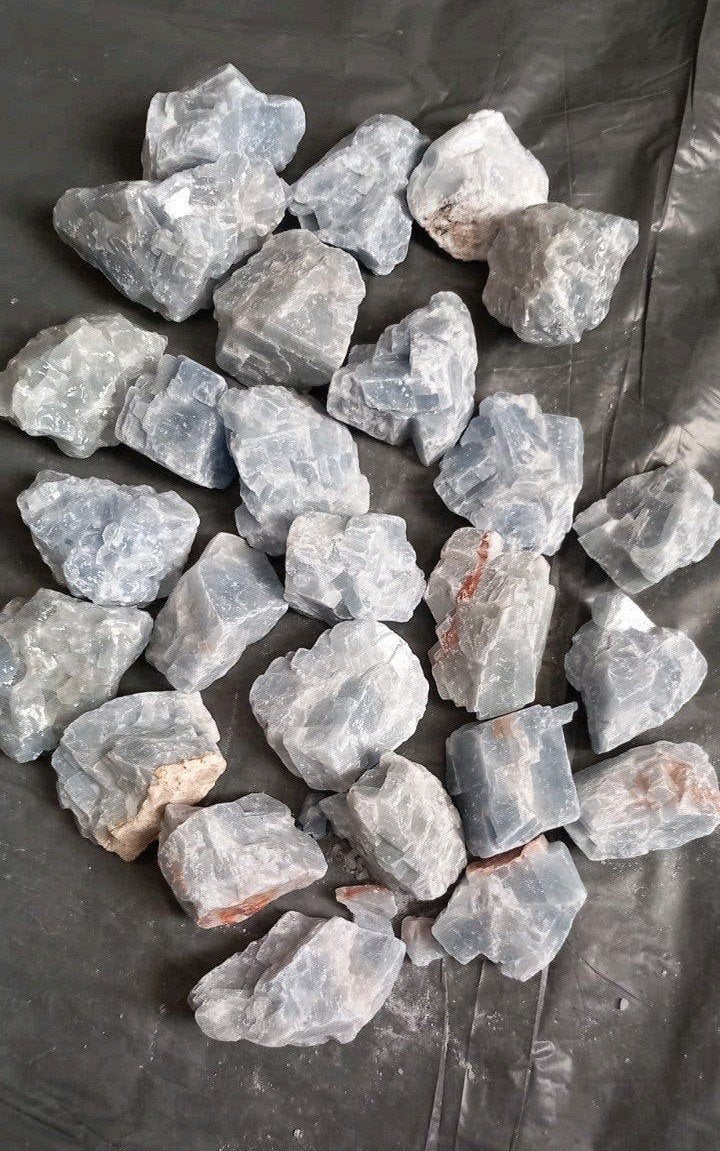 blauwe Calciet en Zwarte toermalijn, Ophalen of Verzenden