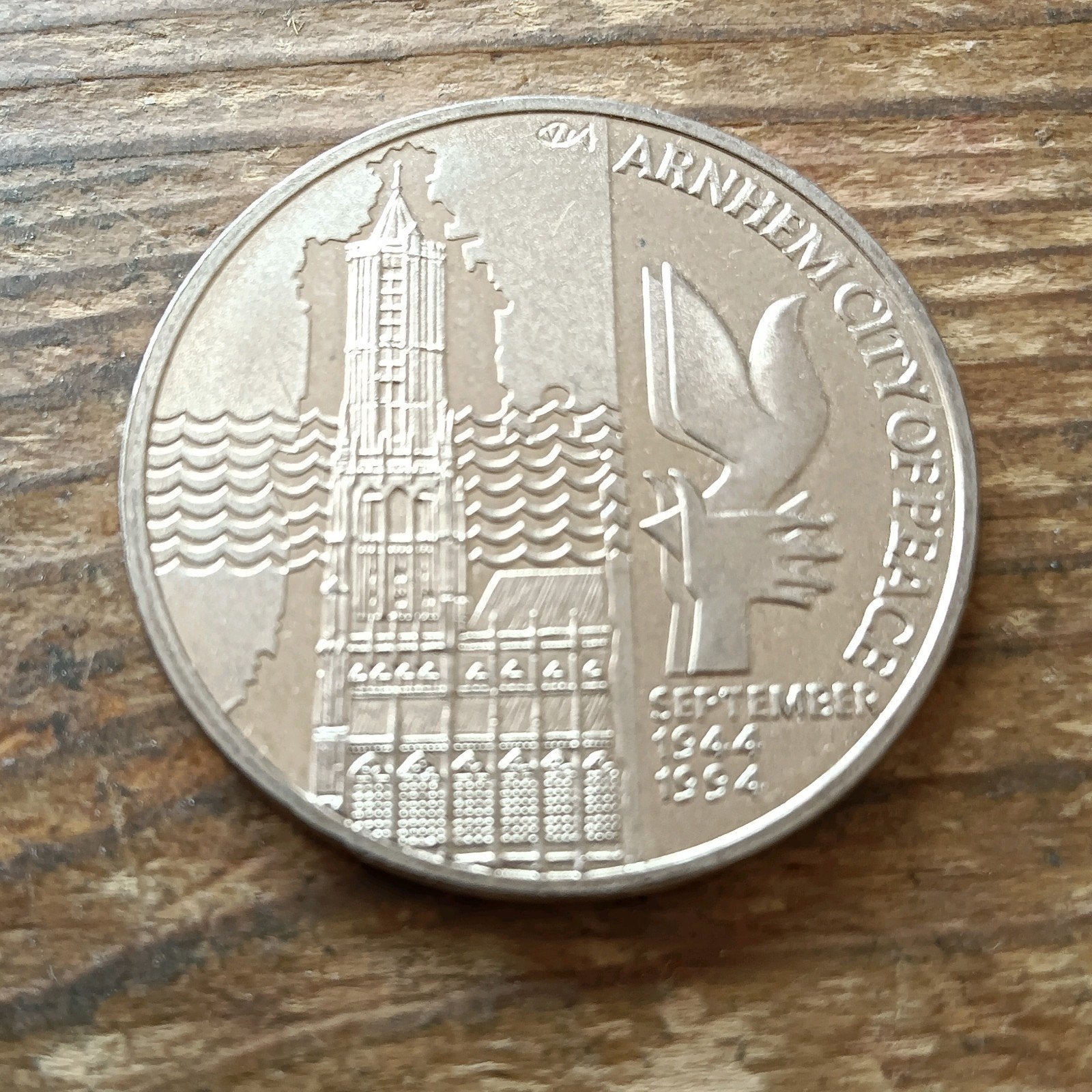 Herdenkingspenning Arnhem City of Peace 1944-1994 2,5 ecu, Ophalen of Verzenden, Nederland