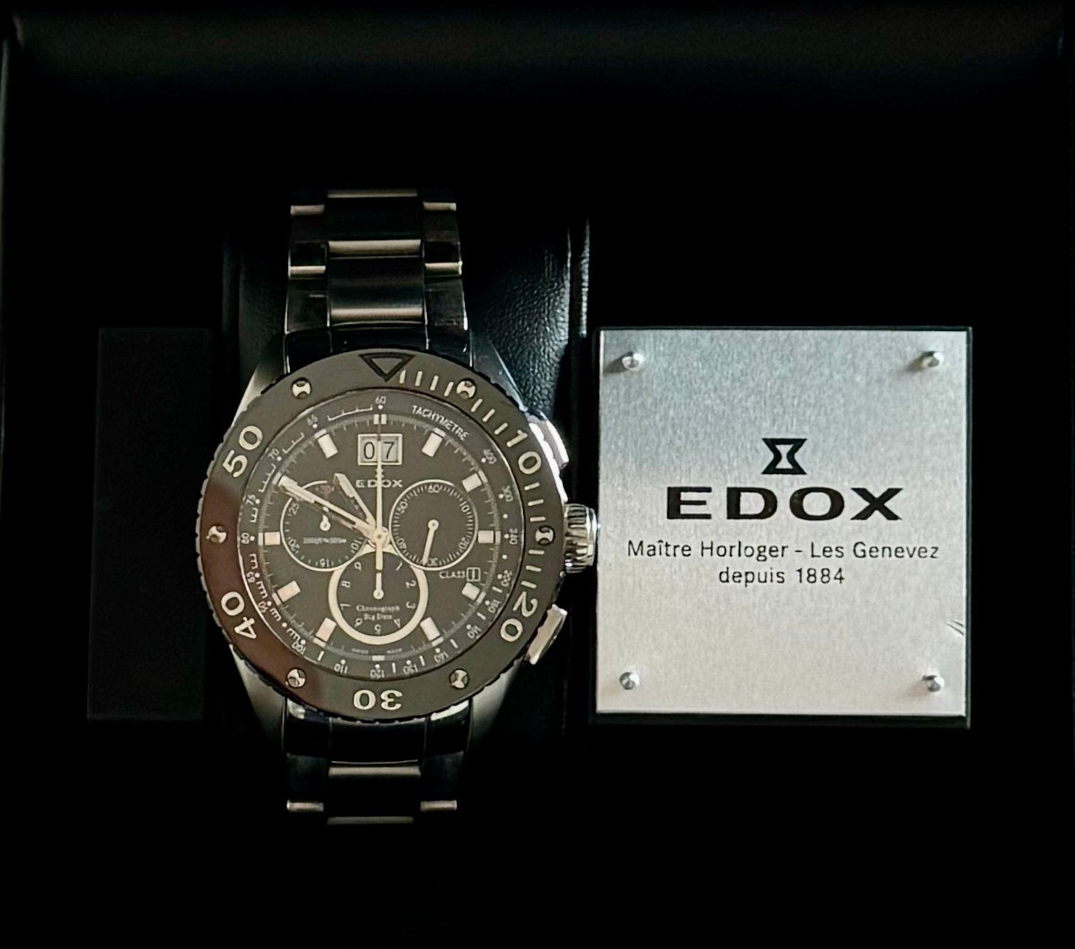 Edox Big Date Class 1 Chronograph Offshore, Ophalen of Verzenden, Zo goed als nieuw