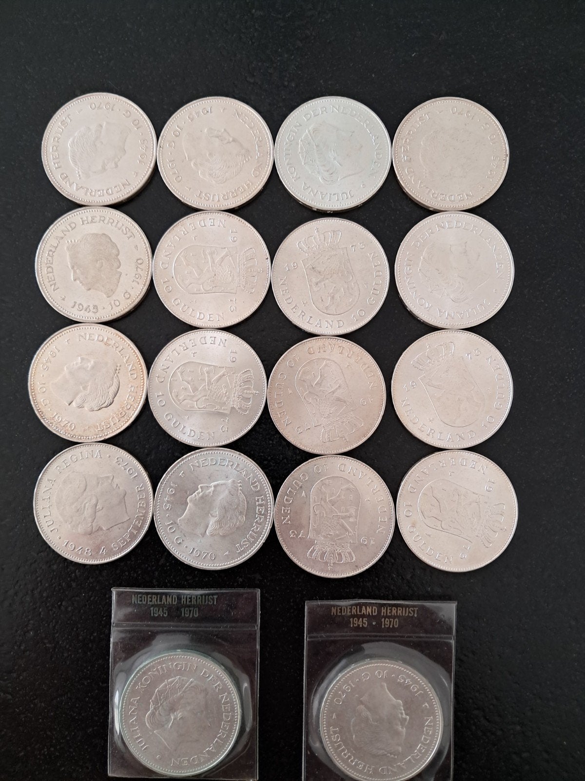 18 zilveren 10 gulden munten - netto 324g zilver, Postzegels en Munten, Munten | Nederland, Ophalen