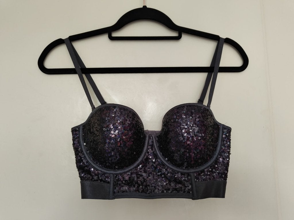 BH bustier paars met glitters maat 75C merk H&M, Kleding | Dames, Ondergoed en Lingerie, H&M, Ophalen of Verzenden, Paars, BH