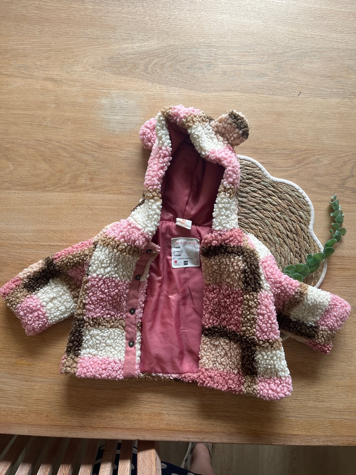 Schattig teddy jasje met oortjes voor baby's, maat 62, Ophalen of Verzenden, Zo goed als nieuw, Meisje