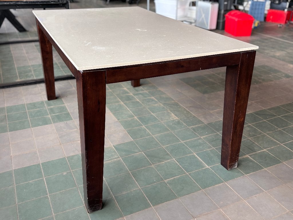 Eettafel hout met marmeren blad  CS26758, Ophalen, 50 tot 100 cm, 100 tot 150 cm, Overige houtsoorten