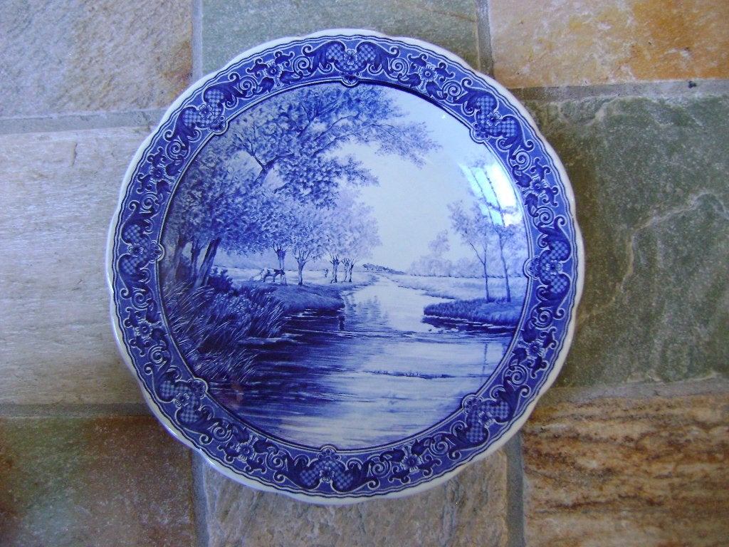 Wandbord - Delfts blauw - Hollands landschap, Ophalen of Verzenden