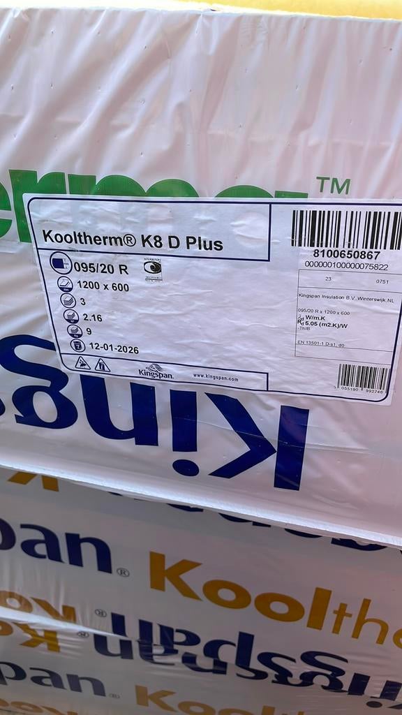 Kingspan kooltherm k8 d plus, Ophalen, 12 cm of meer, Zo goed als nieuw, Hardschuim (Pir)
