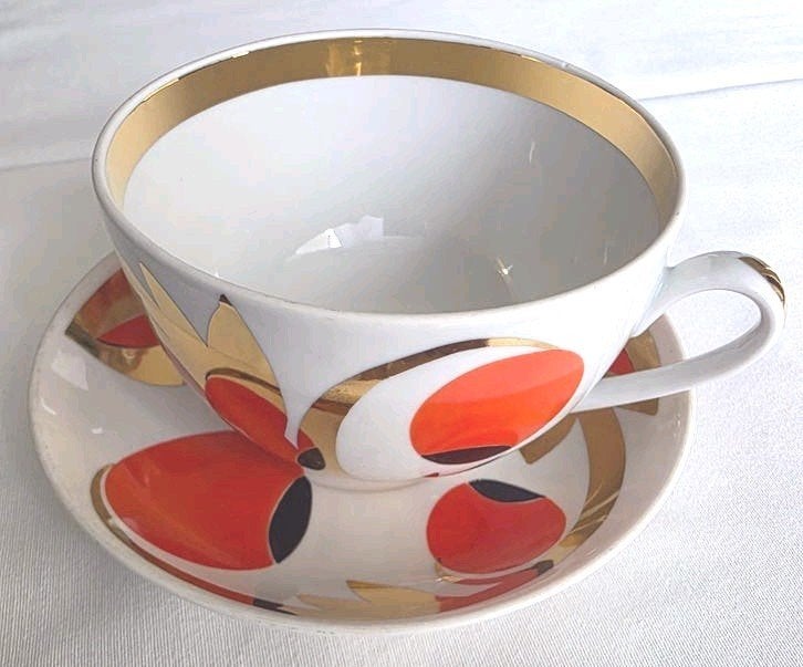USSR/CCCP  porseleinen kop rood/goud, Ophalen of Verzenden
