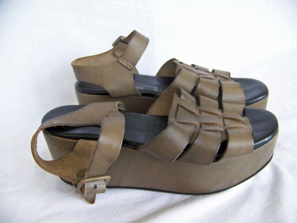Shabbies Amsterdam sandalen met plateauzool, Verzenden, Sandalen of Muiltjes, Zo goed als nieuw, Bruin