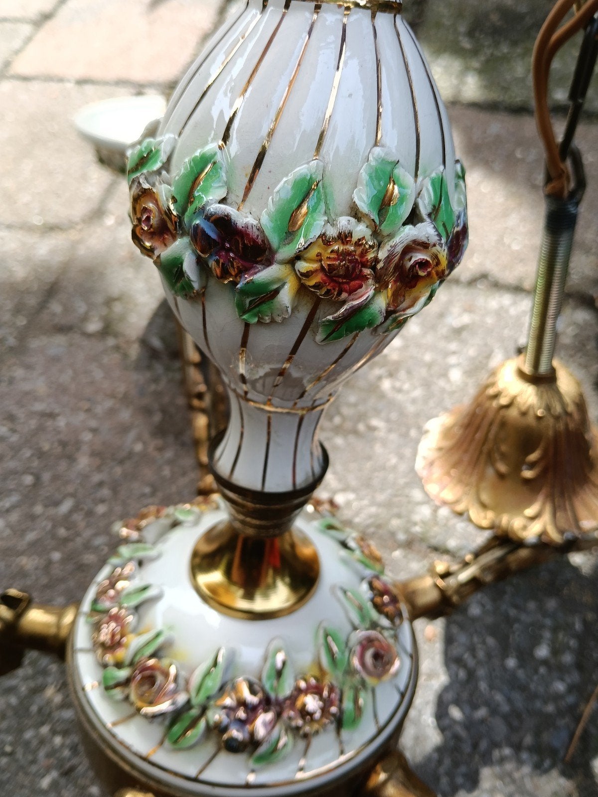 Chandelier vintage Capodimonte porcelain, Ophalen, Keramiek of Aardewerk